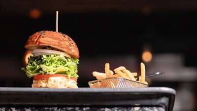 Food and Décor at Burger Bar Joint